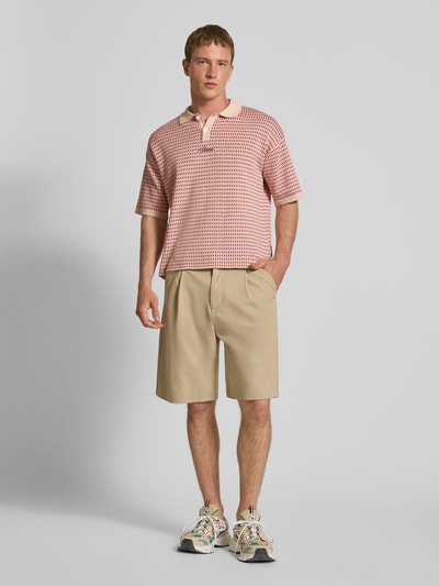 PROHIBITED Relaxed Fit Strick-Poloshirt mit Label-Stitching Rot 1