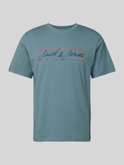 Jack & Jones T-shirt z nadrukiem z logo model ‘JOSHUA’ Petrol 2