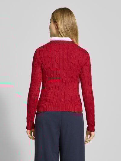 Polo Ralph Lauren Gebreide pullover met labelstitching, model 'JULIANNA' Donkerrood - 5