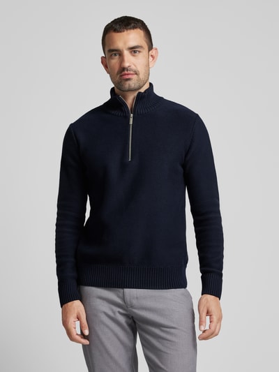 SELECTED HOMME Strickpullover mit gerippten Abschlüssen Modell 'AXEL' Dunkelblau 4