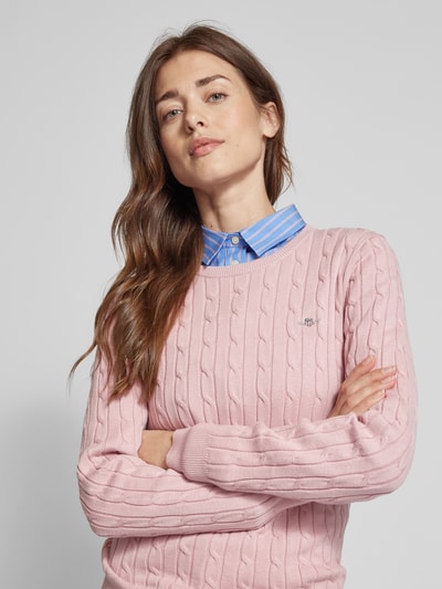 Gant Gebreide pullover met labelstitching Oudroze - 3