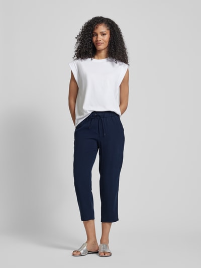 Toni Dress Regular fit stoffen broek met verkort model, model 'Pia' Marineblauw - 1