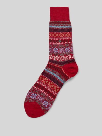 Burlington Socken aus Schurwoll-Mix Modell 'Country Fair Isle' Rot 1