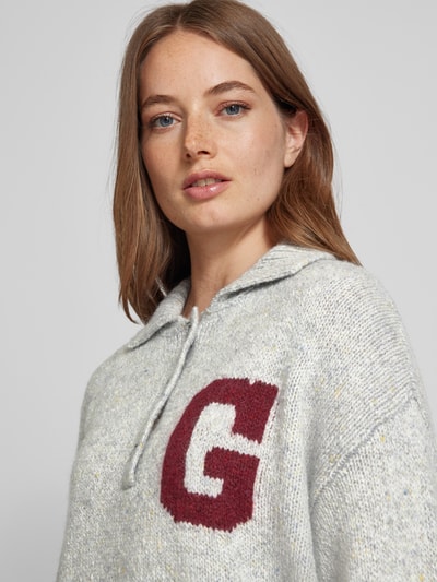 Gant Gebreide pullover met labelstitching, model 'INTARSIA' Lichtgrijs gemêleerd - 3