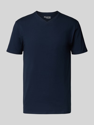 SELECTED HOMME Regular fit T-shirt van katoenmix, model 'NEWPIMA' Donkerblauw - 2