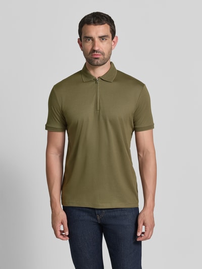 Selected Homme regular fit poloshirt van katoenmix model 'FAVE' Olijfgroen - 4