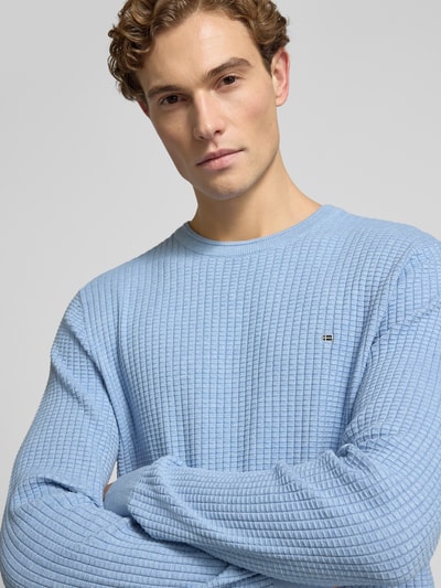 Christian Berg Men Strickpullover mit Label-Detail Hellblau Melange 3