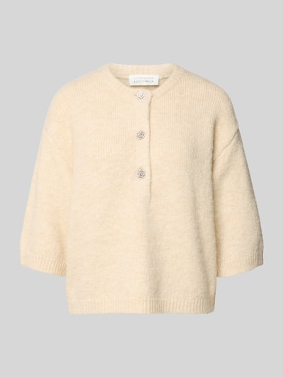 Produktfoto, Strickpullover mit 1/2-Arm Modell 'Ester' von GUIDO MARIA KRETSCHMER WOMAN in hellem Beige, weiche Wolltextur, Material-Mix, Regular Fit, Rundhalsausschnitt, Knopfleiste vorn
