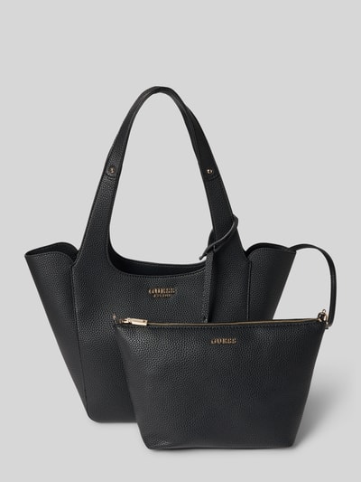 Guess Tote bag in leerlook met logo-applicatie, model 'Calista' Zwart - 2