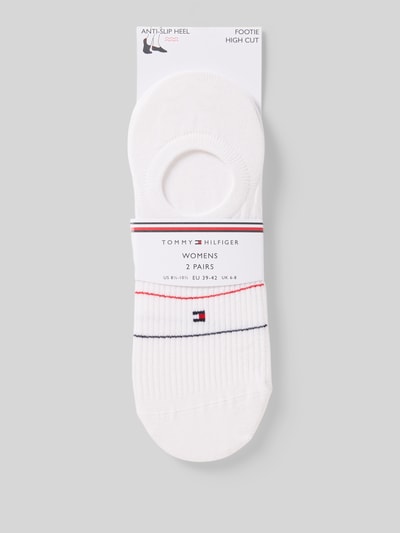 Produktfoto, Füsslinge aus Baumwoll-Mix von Tommy Hilfiger in Weiß mit Logo-Print, unifarben, elastischer Bund, Jersey Stretch, Damen