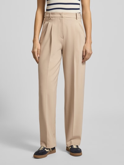 CAMBIO Wide fit stoffen broek met achterzakken model 'Emilie' Zand - 4