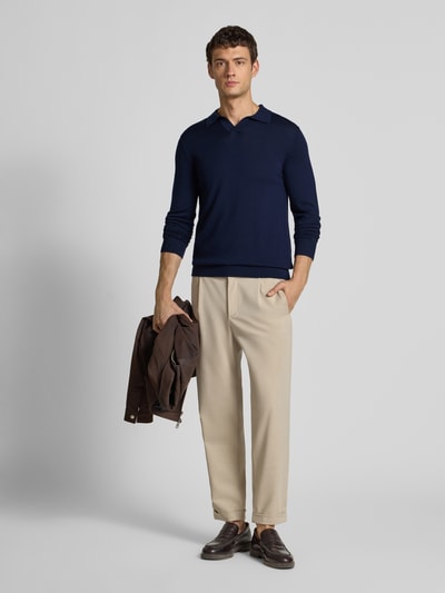 SELECTED HOMME Regular fit poloshirt van zuivere wol, model 'TRAY' Donkerblauw - 1