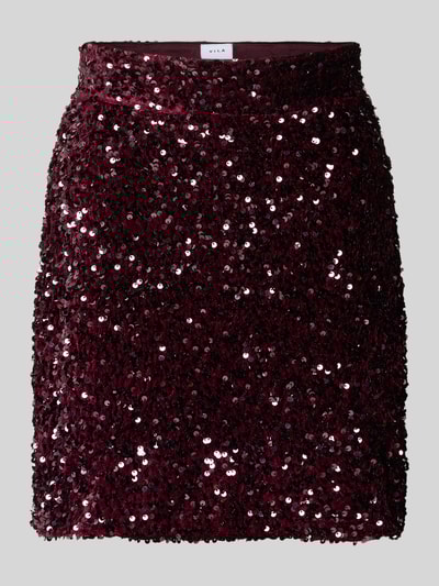 Vila Spódnica mini z wysokim stanem i cekinami model ‘FAITH’ Śliwkowy 2