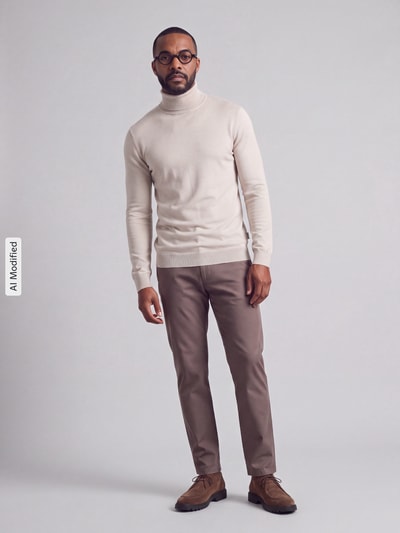 ONLY & SONS Regular Fit Rollkragenpullover aus Viskose-Mix Modell 'WYLER' Beige 1