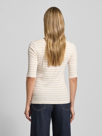 Marc Cain T-shirt met ronde hals en mouwen met opslag Zand - 5