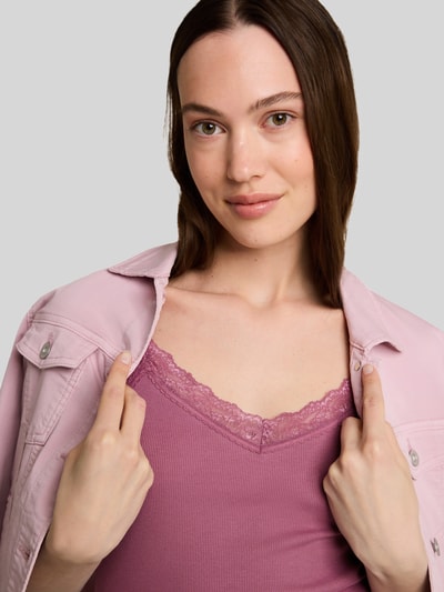 Tom Tailor Denim slim fit top van katoenmix Mauve - 3