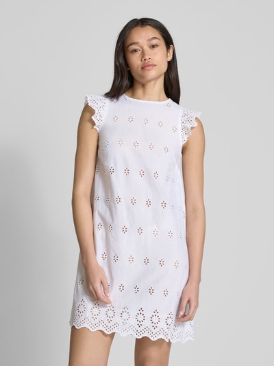 Only Uitlopende mini-jurk met broderie anglaise, model 'LOU' Wit - 4