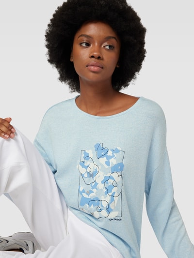 Tom Tailor Longsleeve mit Motiv-Print und überschnittenen Schultern Hellblau 3