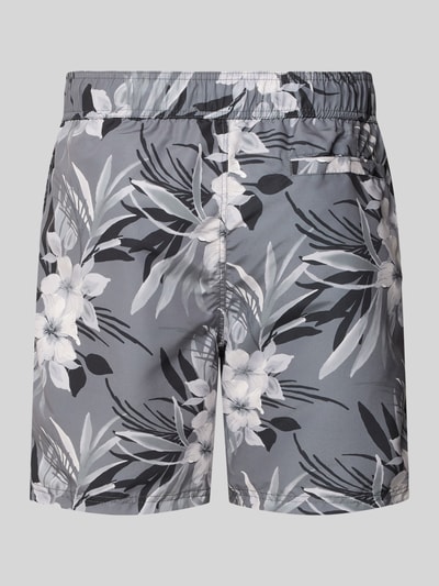 Produktfoto, Badehose im Allover-Look Modell 'REINOLD' von Blend, Regular-Fit, floraler Druck in Grau, elastischer Bund mit Tunnelzug.