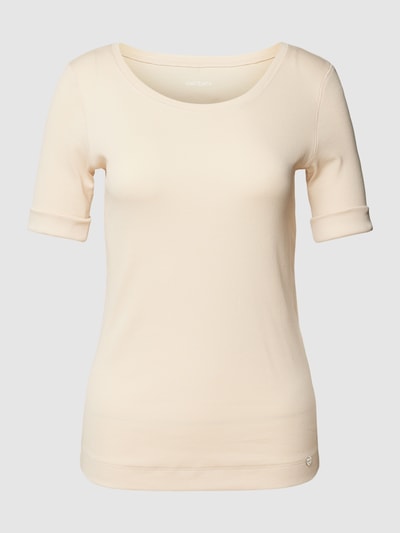 Marc Cain T-shirt van een mix van katoen en elastaan met boothals Offwhite - 2