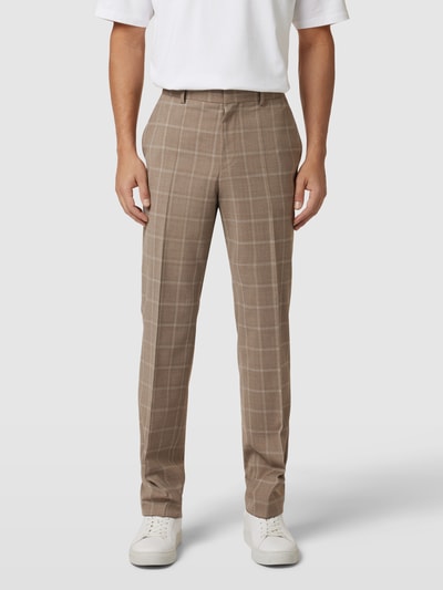 BOSS Pantalon met tartanruit, model 'Leon' Beige - 4