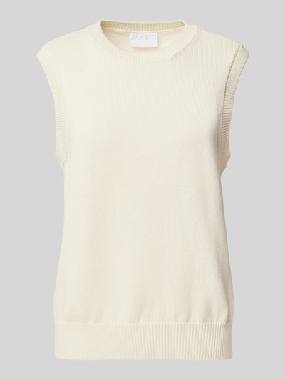 Jake*s Collection Stricktop mit Rundhalsausschnitt Beige 2