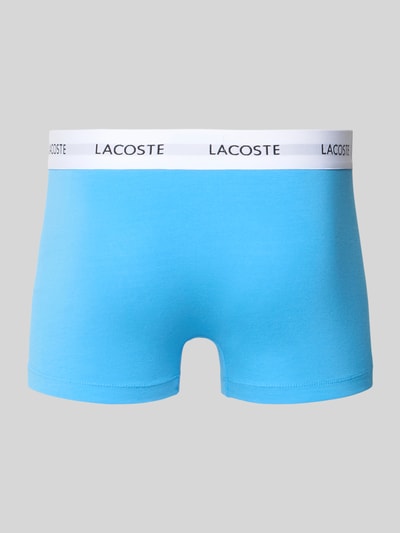 Produktfoto, turkusowe obcisłe bokserki z mieszanki bawełny, elastyczny biały pas z logo, zestaw 3 szt. Trunk aus Baumwoll-Mix im 3er-Pack von Lacoste, Herren Pant & Trunk
