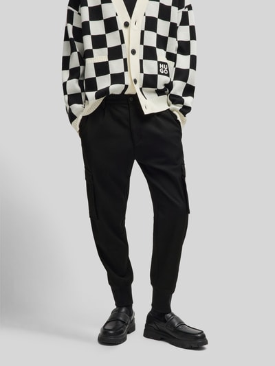 HUGO Tapered Fit Stoffhose mit Bundfalten Modell 'GALVIN241' Black 4