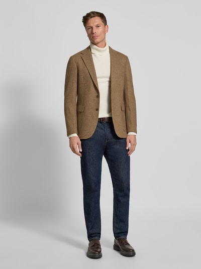 Polo Ralph Lauren Wollen colbert met klepzakken, model 'HERRINGBONE' Lichtbruin - 1