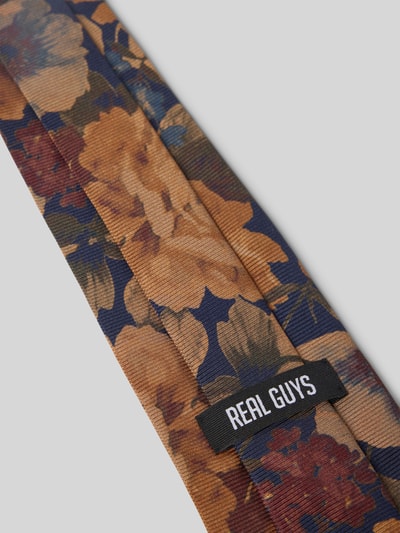 REAL GUYS Zijden stropdas met all-over bloemenprint (8,5 cm) Marineblauw - 3