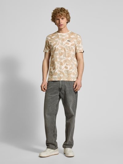 Alpha Industries T-shirt met labelprint Zand - 1