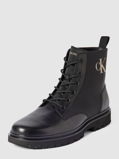 Calvin Klein Jeans Veterboots met labelprint, model 'LUG' Zwart - 2