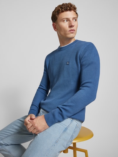 Calvin Klein Jeans Strickpullover mit Label-Badge Blau 3