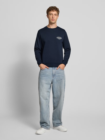 Jack & Jones Sweatshirt mit Label-Print Modell 'MAKOTO' Marine 1