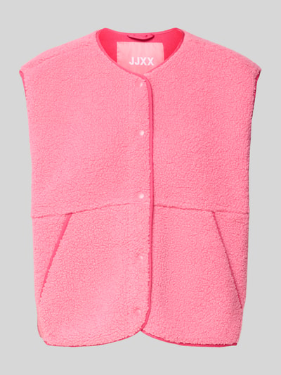 Produktfoto, Relaxed Fit Weste in Teddy-Optik Modell 'Vera' von JJXX in Pink, strukturierte Oberfläche, runde Knopfleiste, Eingrifftaschen
