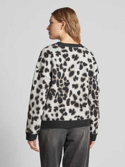 Pieces Regular fit gebreide pullover met dierenprint, model 'NANA' Offwhite - 5