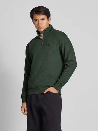 Superdry Sweatshirt mit Troyer-Kragen und Logo-Stitching Dunkelgruen 4