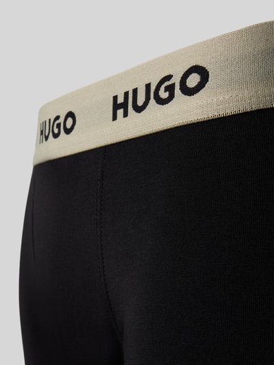 Produktfoto, czarne majtki z jasnoszarym elastycznym pasem, kontrastowa faktura, Pant & Trunk aus Baumwoll-Mix im 3er-Pack von HUGO