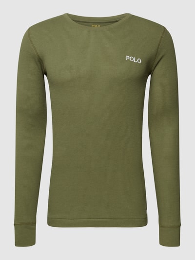 Polo Ralph Lauren Underwear Longsleeve mit Label-Stitching Modell 'Cuffed' Oliv 2