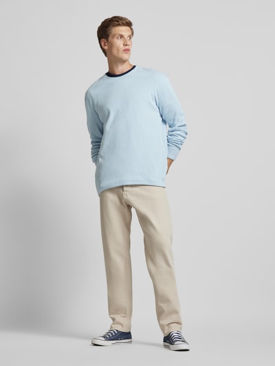 Tom Tailor Denim Regular Fit Pullover mit Strukturmuster Hellblau 1