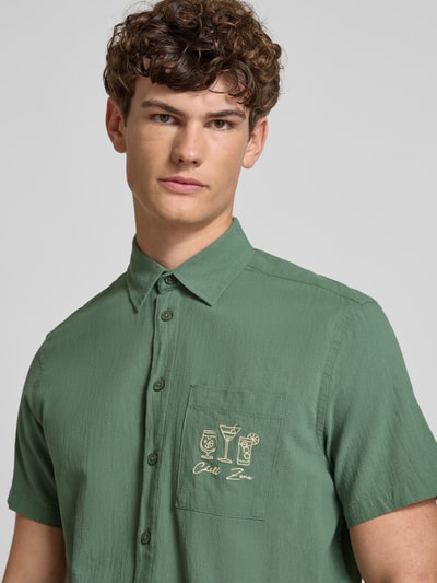 Blend Slim fit vrijetijdsoverhemd met stitchingdetails, model 'APOLLO' Olijfgroen - 3