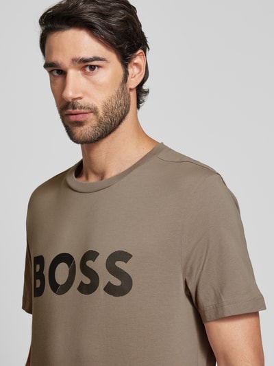 BOSS Green T-Shirt mit Label-Print Beige 3