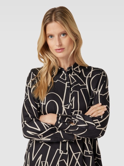 Milano Italy Overhemdblouse met all-over motief van viscose Donkerbruin - 3