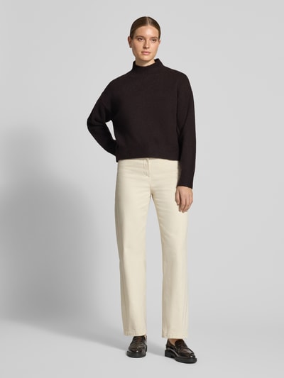 Neo Noir Turtleneck-Pullover mit Woll-Anteil und Rundhalsausschnitt Dunkelbraun 1