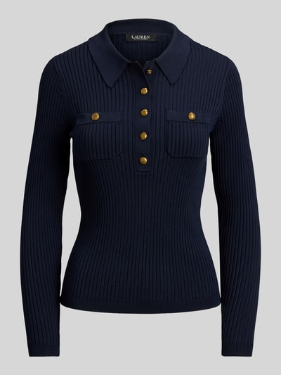 Lauren Ralph Lauren Slim Fit Langarmshirt aus Viskose-Mix mit Knöpfen Marine 2