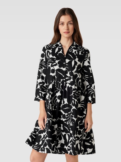 Christian Berg Woman Knielanges Kleid mit Allover-Print Black 4