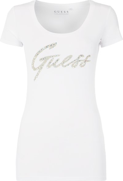 Guess T-Shirt mit Zierstein-Logo Weiss 4