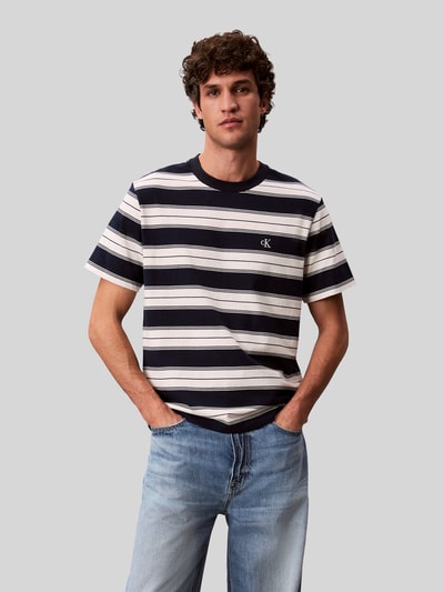 Calvin Klein Jeans męski t-shirt o kroju regular fit z mieszanki bawełny Granatowy 4