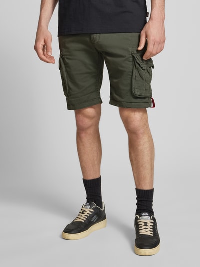 Alpha Industries Szorty cargo o kroju regular fit z wyhaftowanym logo model ‘CREW SHORT’ Antracytowy 4