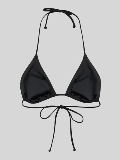 Produktfoto, Bikini-Oberteil mit Logo-Print von adidas Originals in Schwarz, Optik: Unifarben, Trägerform: Neckholder, Cup-Detail: unwattiert, Applikation: Logo-Print, Ausschnitt: V-Ausschnitt, Verschluss: Bindeband